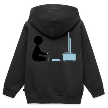 Un garçon joue avec sa console de jeux - Sweat Premium à capuche zippé enfant bio - noir - Dos - AI Model Kid Male (0cm)