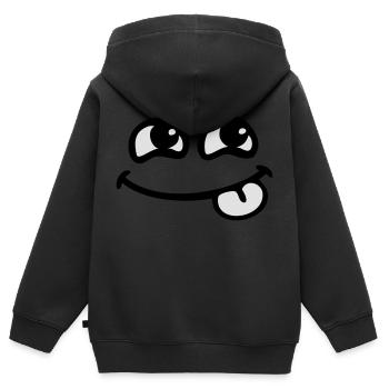 smile langue - Sweat Premium à capuche zippé enfant bio - noir - Dos - AI Model Kid Male (0cm)