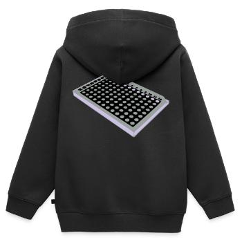 96 Bien Plate / 96 plaque perforée - Sweat Premium à capuche zippé enfant bio - noir - Dos - AI Model Kid Male (0cm)