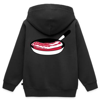 pfanne anbraten bacon schinken fleisch lecker hung - Kinder Premium Organic Zip Hoodie - Schwarz - Hinten - AI Model Kid Male (0cm)