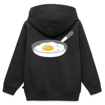frying pan fried egg cooking roast eat egg yolk - Kids Premium Organic Zip-up Hoodie - black - Back - AI Model Kid Male (0cm)