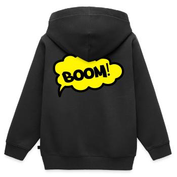 boom2 - Kinder Premium Organic Zip Hoodie - Schwarz - Hinten - AI Model Kid Male (0cm)