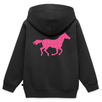 Glitzer Pferd - Kinder Premium Organic Zip Hoodie - Schwarz - Hinten - AI Model Kid Male (0cm)