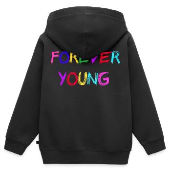 Young - Kinder Premium Organic Zip Hoodie - Schwarz - Hinten - AI Model Kid Male (0cm)