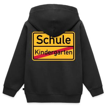 Schule - Kinder Premium Organic Zip Hoodie - Schwarz - Hinten - AI Model Kid Male (0cm)