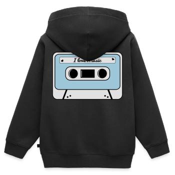 Kassette - Kinder Premium Organic Zip Hoodie - Schwarz - Hinten - AI Model Kid Male (0cm)