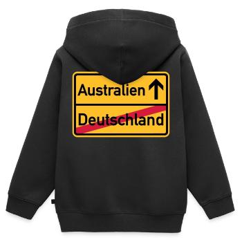 Australien - Kinder Premium Organic Zip Hoodie - Schwarz - Hinten - AI Model Kid Male (0cm)