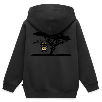 Chouette à l'envers sur les différentes pentes arb - Sweat Premium à capuche zippé enfant bio - noir - Dos - AI Model Kid Male (0cm)