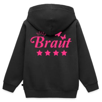 braut - Kinder Premium Organic Zip Hoodie - Schwarz - Hinten - AI Model Kid Male (0cm)