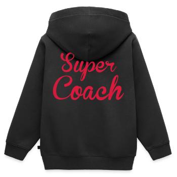 Coach / Coaching / Entraineur / Entrainer / Sport - Sweat Premium à capuche zippé enfant bio - noir - Dos - AI Model Kid Male (0cm)