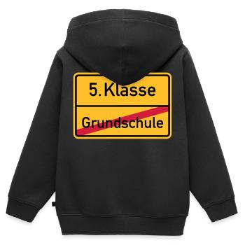 5. Klasse - Kinder Premium Organic Zip Hoodie - Schwarz - Hinten - AI Model Kid Male (0cm)