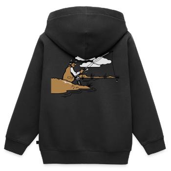 angeln relax ufer - Kinder Premium Organic Zip Hoodie - Schwarz - Hinten - AI Model Kid Male (0cm)