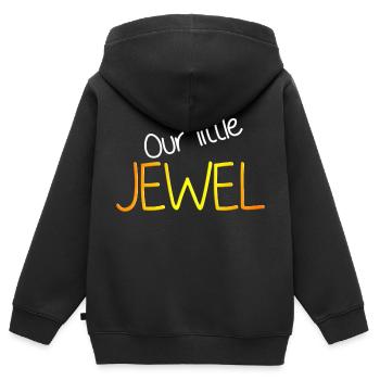 Baby / Juwel / Familie / klein / Toddler - Kinder Premium Organic Zip Hoodie - Schwarz - Hinten - AI Model Kid Male (0cm)