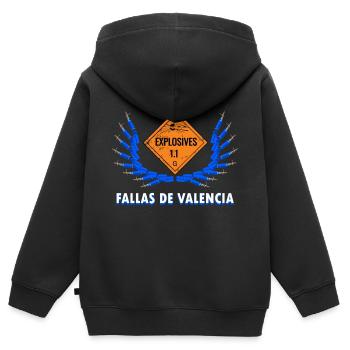 Fallas De Valencia Feux d’artifice Pyro - Sweat Premium à capuche zippé enfant bio - noir - Dos - AI Model Kid Male (0cm)