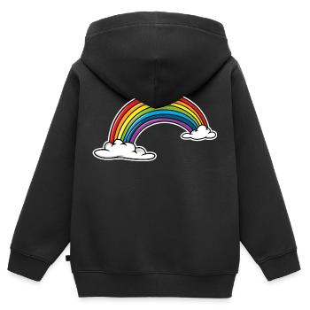 Regenbogen - Kinder Premium Organic Zip Hoodie - Schwarz - Hinten - AI Model Kid Male (0cm)