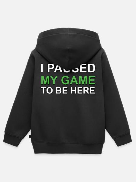 I paused my game - Kids Premium Organic Zip-up Hoodie - black