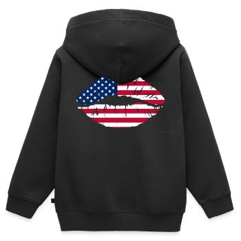 USA Flagge Mund - Kinder Premium Organic Zip Hoodie - Schwarz - Hinten - AI Model Kid Male (0cm)