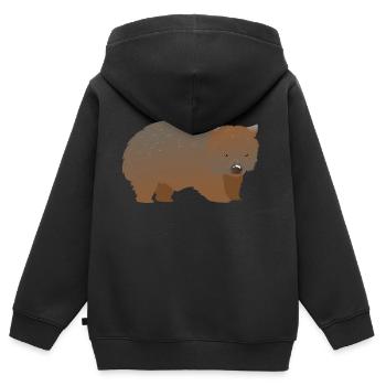 Wombat brun au nez poilu - Sweat Premium à capuche zippé enfant bio - noir - Dos - AI Model Kid Male (0cm)