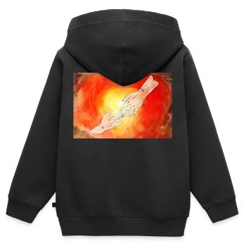 protection buccale divine - Sweat Premium à capuche zippé enfant bio - noir - Dos - AI Model Kid Male (0cm)