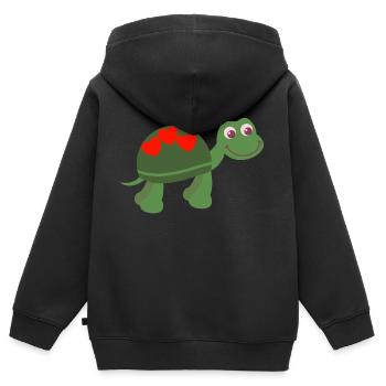 Tortue - Sweat Premium à capuche zippé enfant bio - noir - Dos - AI Model Kid Male (0cm)