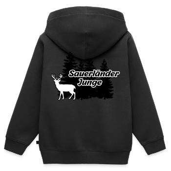 Sauerländer Junge - Kinder Premium Organic Zip Hoodie - Schwarz - Hinten - AI Model Kid Male (0cm)