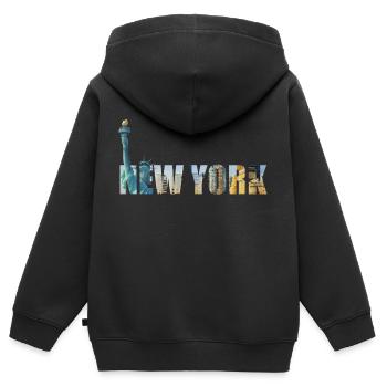 New York - Kinder Premium Organic Zip Hoodie - Schwarz - Hinten - AI Model Kid Male (0cm)