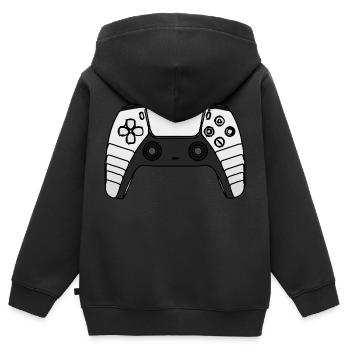 Gamer Controller - Kinder Premium Organic Zip Hoodie - Schwarz - Hinten - AI Model Kid Male (0cm)