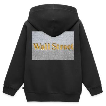 Wall Street golden lettering New York USA - Kids Premium Organic Zip-up Hoodie - black - Back - AI Model Kid Male (0cm)