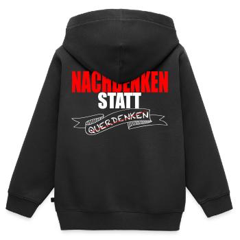 Nachdenken Corona Pandemie Covid Querdenker - Kinder Premium Organic Zip Hoodie - Schwarz - Hinten - AI Model Kid Male (0cm)