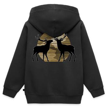 Hirsch - Kinder Premium Organic Zip Hoodie - Schwarz - Hinten - AI Model Kid Male (0cm)
