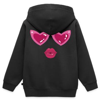 Kussmund und Herzaugen - Kinder Premium Organic Zip Hoodie - Schwarz - Hinten - AI Model Kid Male (0cm)