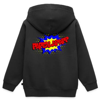 papperlapapp - Kinder Premium Organic Zip Hoodie - Schwarz - Hinten - AI Model Kid Male (0cm)