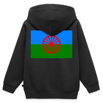 Flagge der Roma - Kinder Premium Organic Zip Hoodie - Schwarz - Hinten - AI Model Kid Male (0cm)