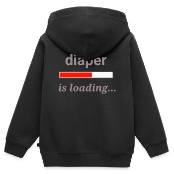 Diaper is loading - Kinder Premium Organic Zip Hoodie - Schwarz - Hinten - AI Model Kid Male (0cm)