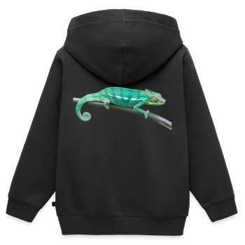 Caméléon - Sweat Premium à capuche zippé enfant bio - noir - Dos - AI Model Kid Male (0cm)