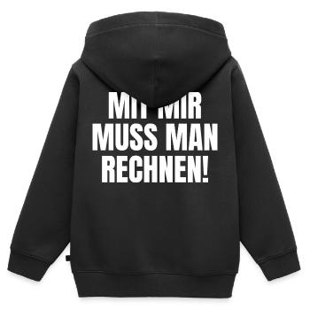 mit mir muss man rechnen Mathematiker Mathelehrer - Kinder Premium Organic Zip Hoodie - Schwarz - Hinten - AI Model Kid Male (0cm)