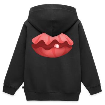 Pearl Shell - Perle Muschel - Kinder Premium Organic Zip Hoodie - Schwarz - Hinten - AI Model Kid Male (0cm)