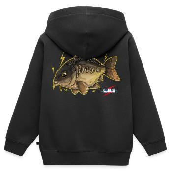 Conception de carpe LBS - Sweat Premium à capuche zippé enfant bio - noir - Dos - AI Model Kid Male (0cm)