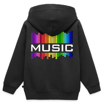Musique l’égaliseur arc-en-ciel danse concert de rock - Sweat Premium à capuche zippé enfant bio - noir - Dos - AI Model Kid Male (0cm)