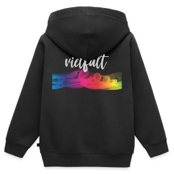 Regenbogen Akzeptanz Toleranz Gleichberechtigung - Kinder Premium Organic Zip Hoodie - Schwarz - Hinten - AI Model Kid Male (0cm)