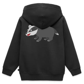 Blaireau - Sweat Premium à capuche zippé enfant bio - noir - Dos - AI Model Kid Male (0cm)