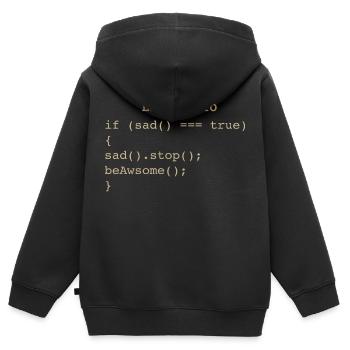 Devise de la vie informatique des développeurs - Sweat Premium à capuche zippé enfant bio - noir - Dos - AI Model Kid Male (0cm)
