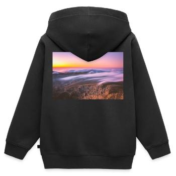 Epischer Sonnenaufgang vom Gipfel des Olymp - Kinder Premium Organic Zip Hoodie - Schwarz - Hinten - AI Model Kid Male (0cm)