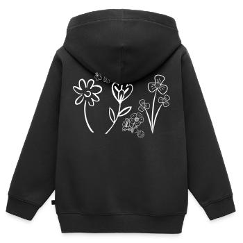 bouquet de fleurs originale et simple - Sweat Premium à capuche zippé enfant bio - noir - Dos - AI Model Kid Male (0cm)