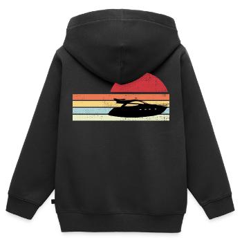 Retro Motorboot - Kinder Premium Organic Zip Hoodie - Schwarz - Hinten - AI Model Kid Male (0cm)