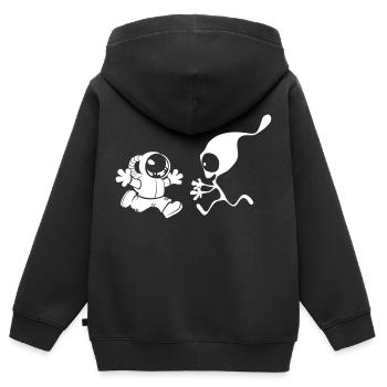 Rencontre d'un autre type - Sweat Premium à capuche zippé enfant bio - noir - Dos - AI Model Kid Male (0cm)