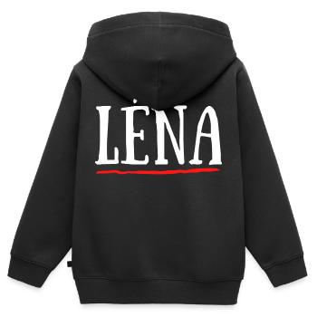 Léna Prénom Cadeau Baptême Naissance - Sweat Premium à capuche zippé enfant bio - noir - Dos - AI Model Kid Male (0cm)