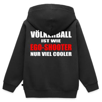 Völkerball - Kinder Premium Organic Zip Hoodie - Schwarz - Hinten - AI Model Kid Male (0cm)