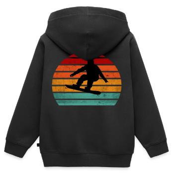 Snowboarder Vintage Snowboarding - Sweat Premium à capuche zippé enfant bio - noir - Dos - AI Model Kid Male (0cm)