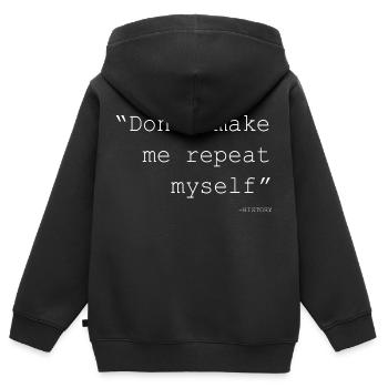 l’histoire ne me fait pas me répéter - Sweat Premium à capuche zippé enfant bio - noir - Dos - AI Model Kid Male (0cm)